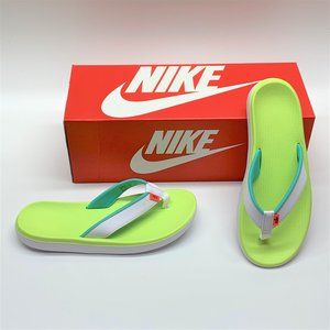Nike Bella Kai Thong AO3622 Flip Flops Volt Green White Sandals Shoes Womens 9